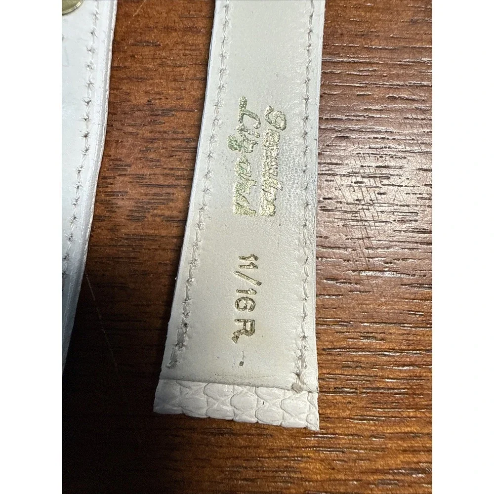 Genuine Lizard Watch Strap White 18mm NOS With 10k Gold Filled Buckle